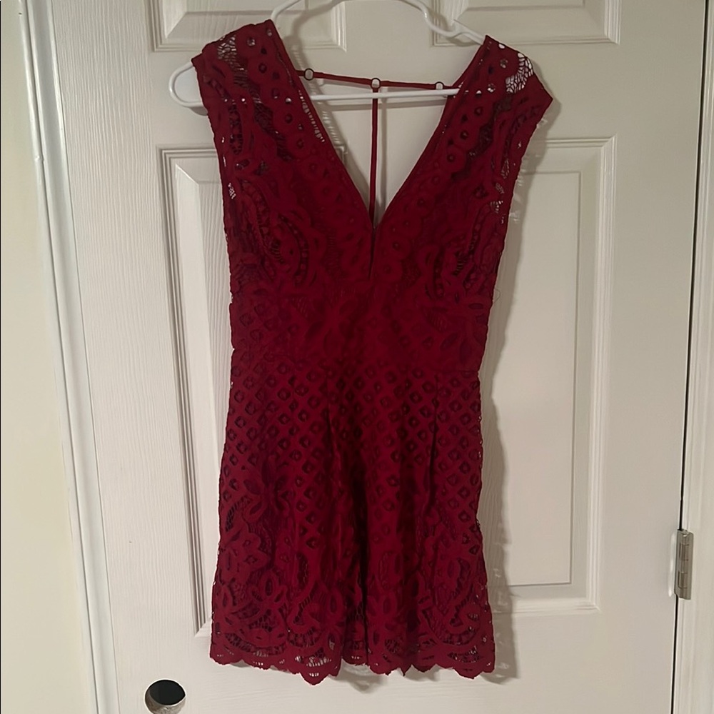 Free people red lace mini dress